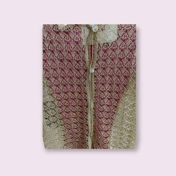 Dolce & Gabbana Metallic Crochet Cardigan with Pink Back Panel - Picture 5 of 5